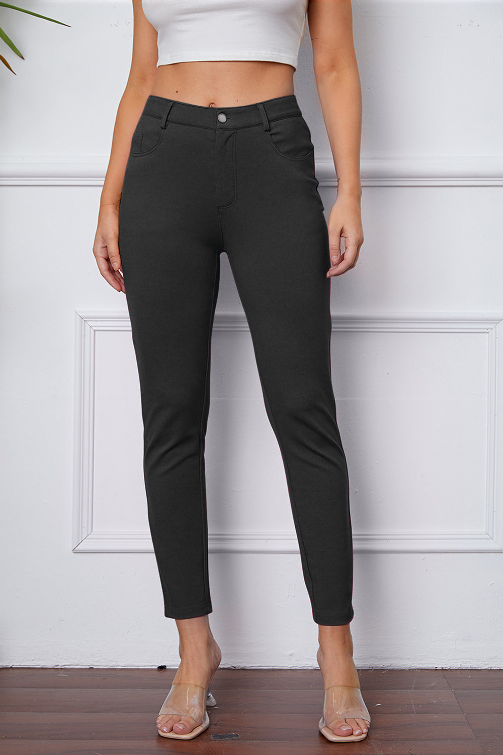 StretchyStitch Pants by Basic Bae with pockets, opaque.