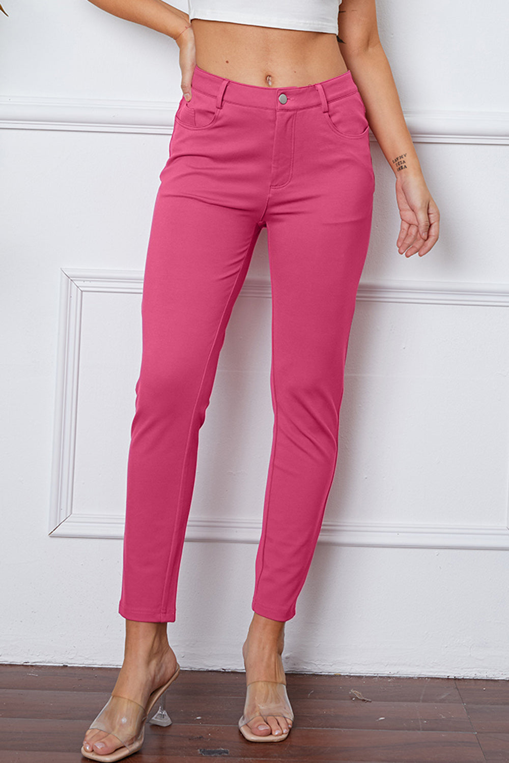 StretchyStitch Pants by Basic Bae with pockets, opaque.