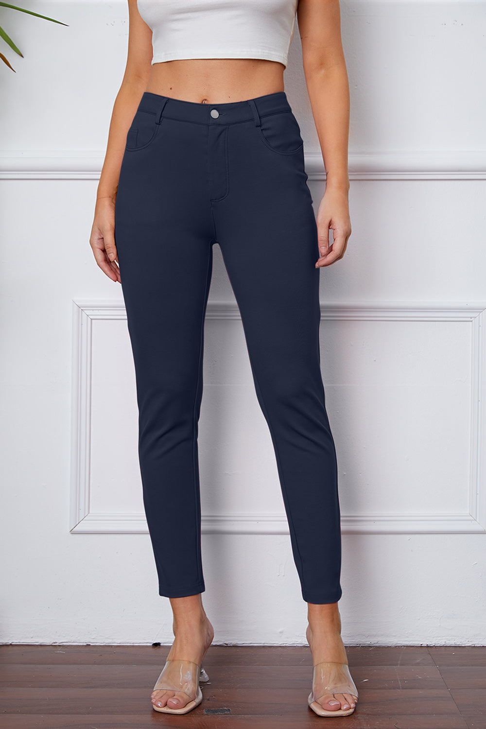StretchyStitch Pants by Basic Bae with pockets, opaque.