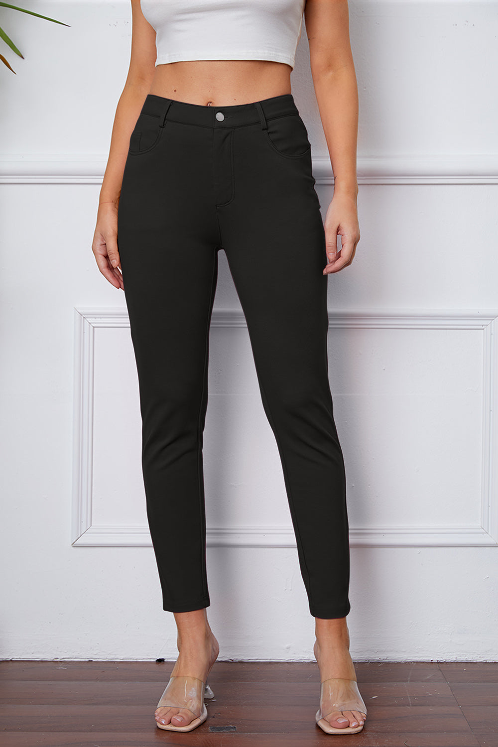 StretchyStitch Pants by Basic Bae with pockets, opaque.