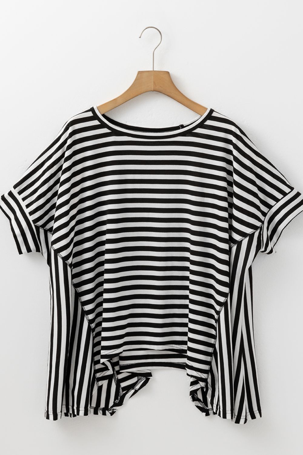 Stripe Batwing Sleeve Round Neck Oversized Top.