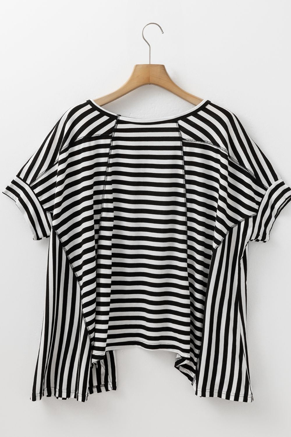 Stripe Batwing Sleeve Round Neck Oversized Top.