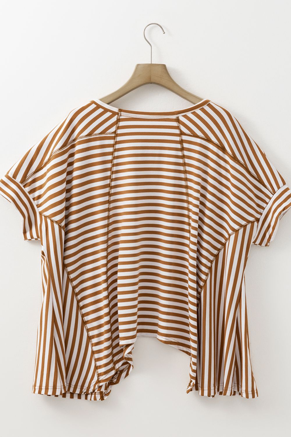 Stripe Batwing Sleeve Round Neck Oversized Top.