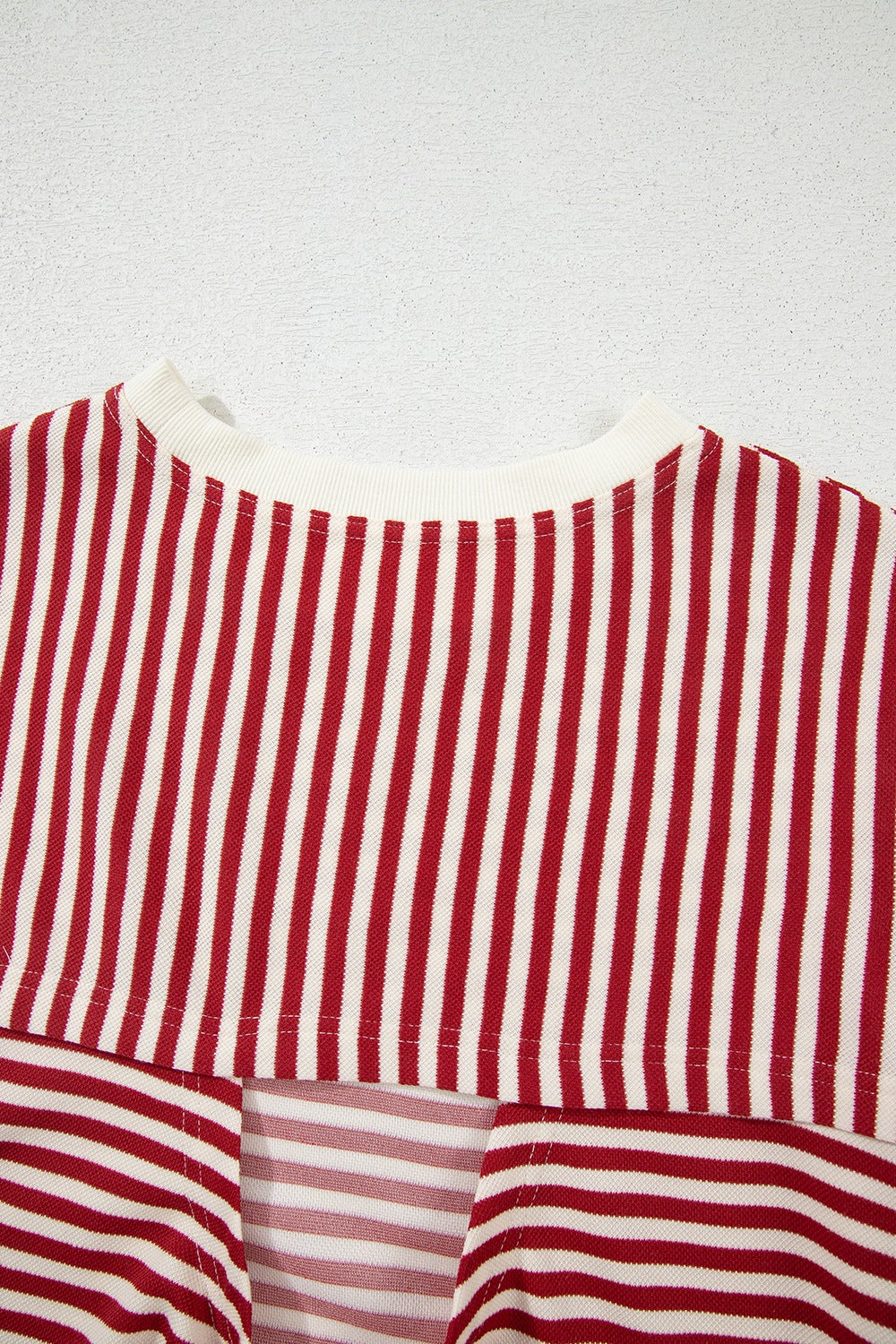 Stripe Bow Decor Cutout Drop Shoulder Top.