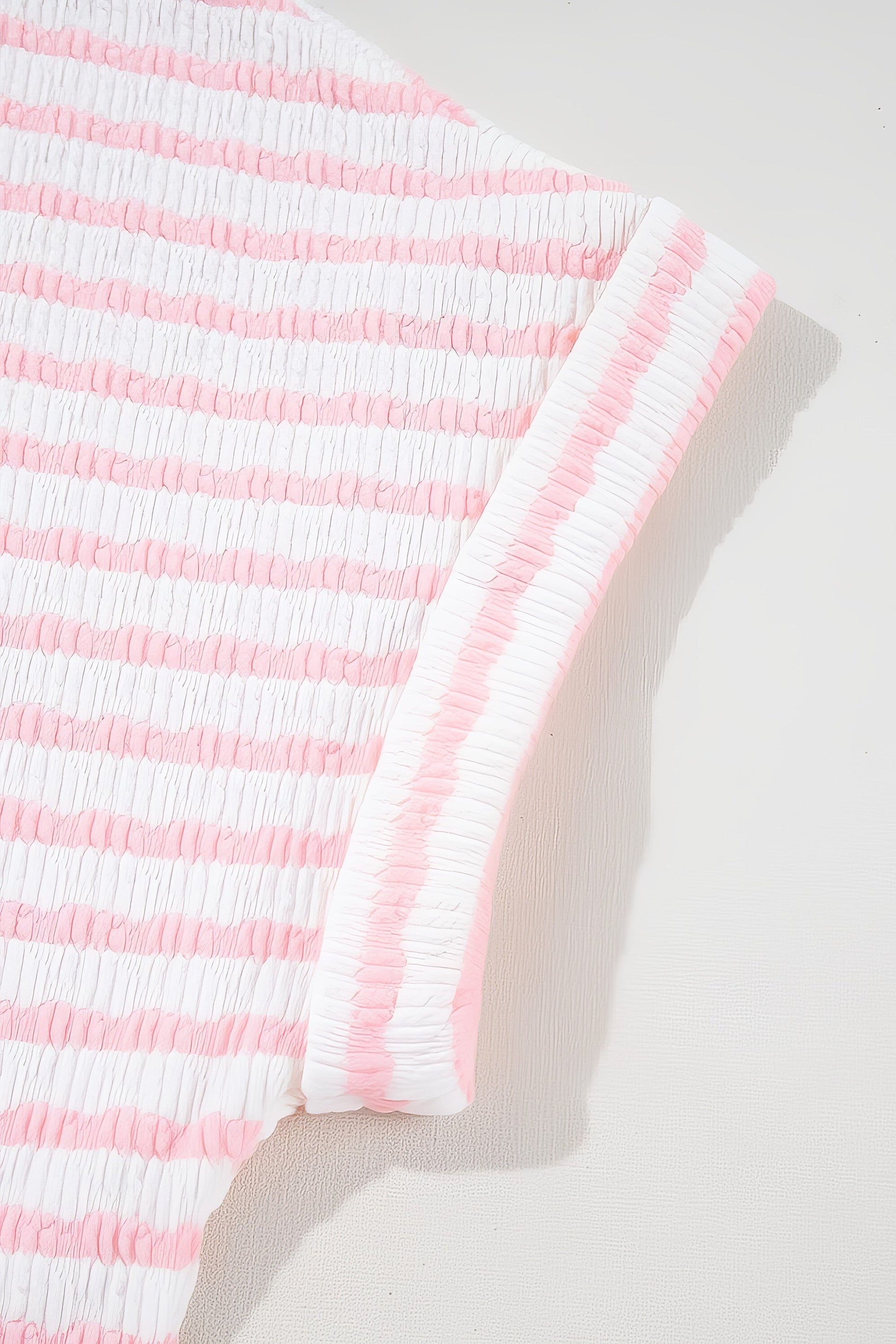 Women's stripe knitted short sleeve top and drawstring shorts set