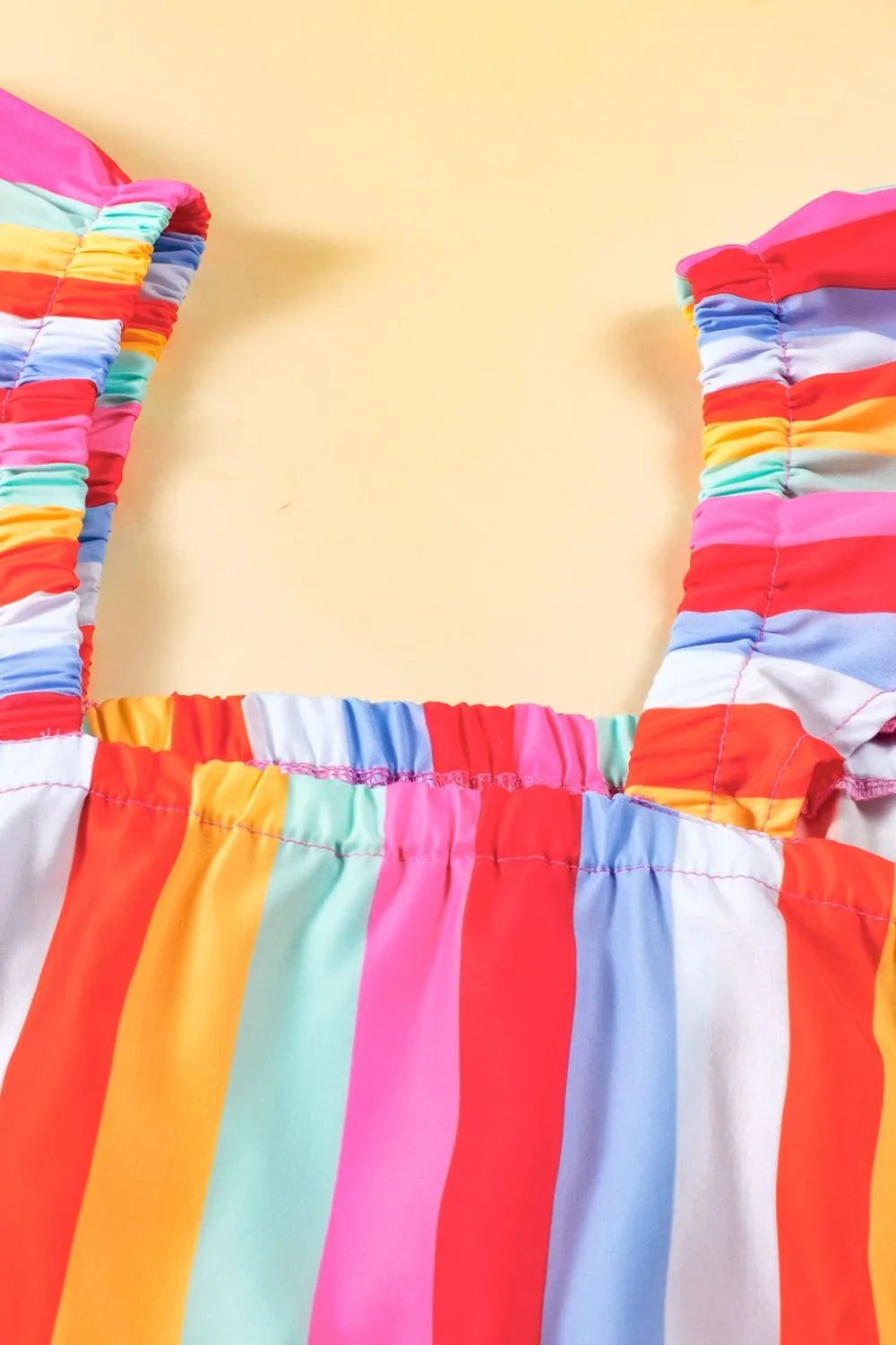 Stripe ruffled straps babydoll cami.