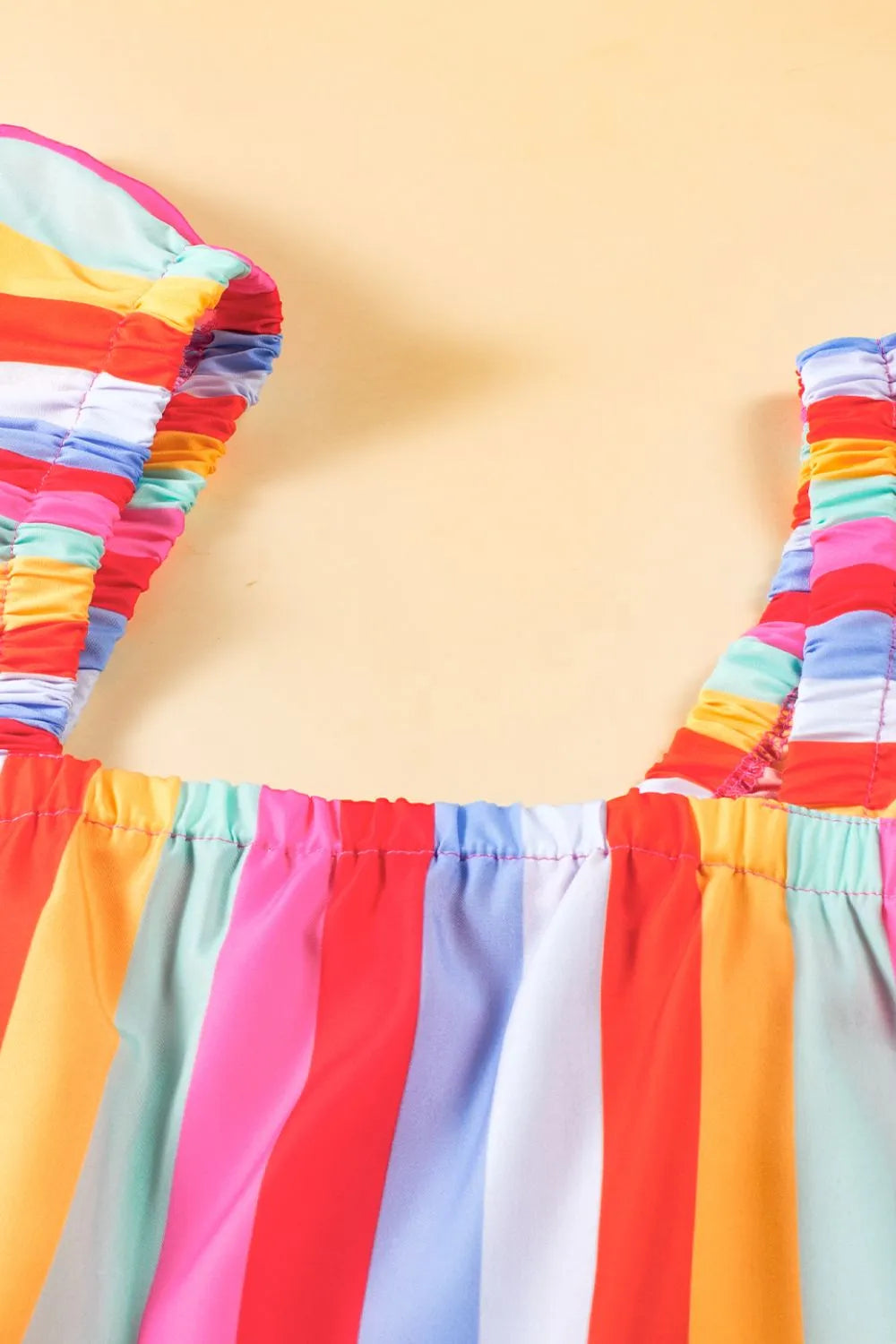 Stripe ruffled straps babydoll cami.
