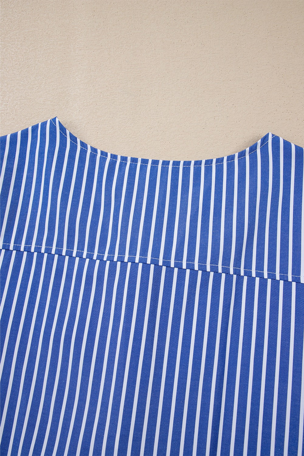 Stripe Tied Front Puff Short Sleeve Top.