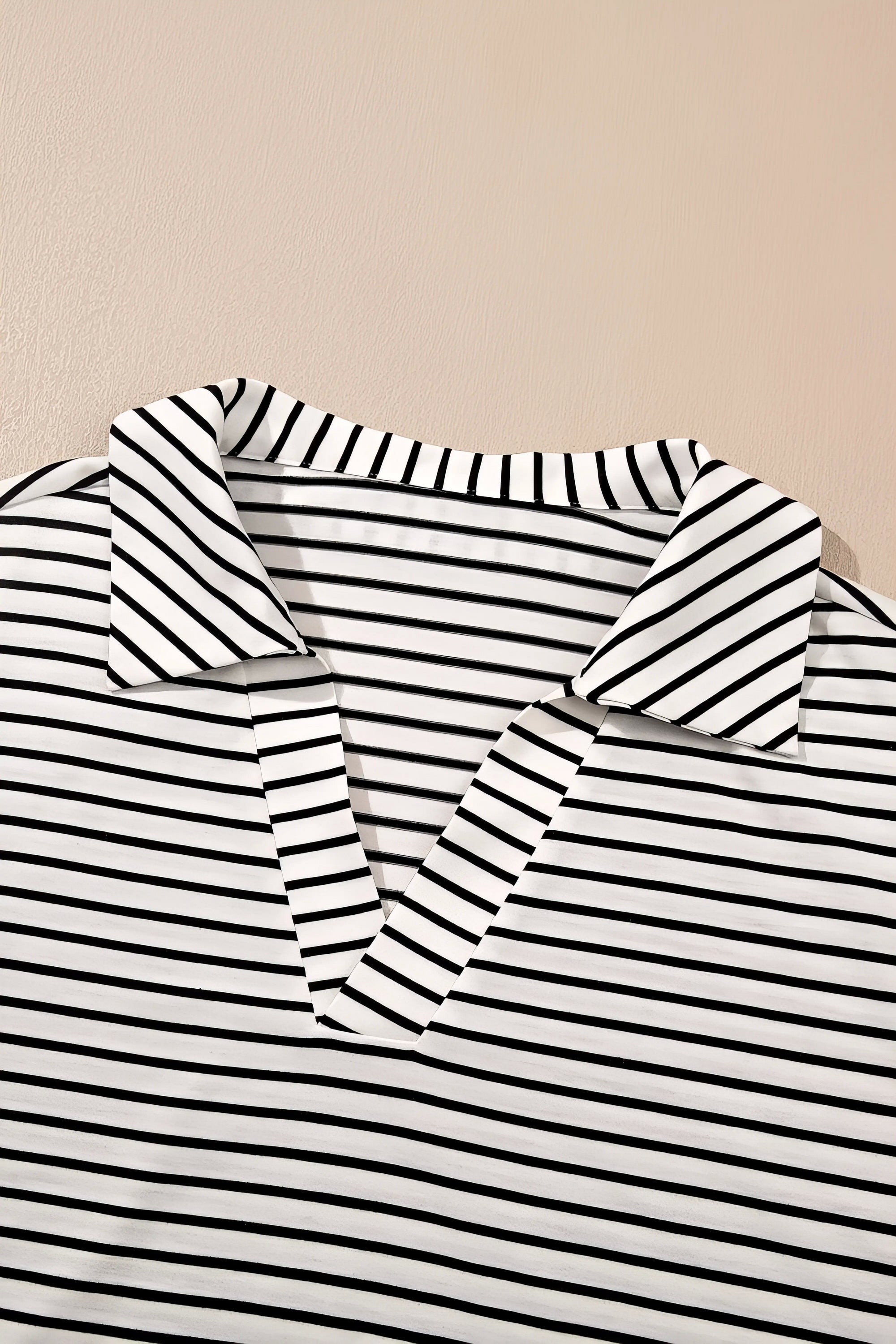 striped v neck tee and casual shorts set, everyday comfort women's outfit, stylish two-piece set, comfortable striped tee, relaxed fit shorts, effortless casual wear