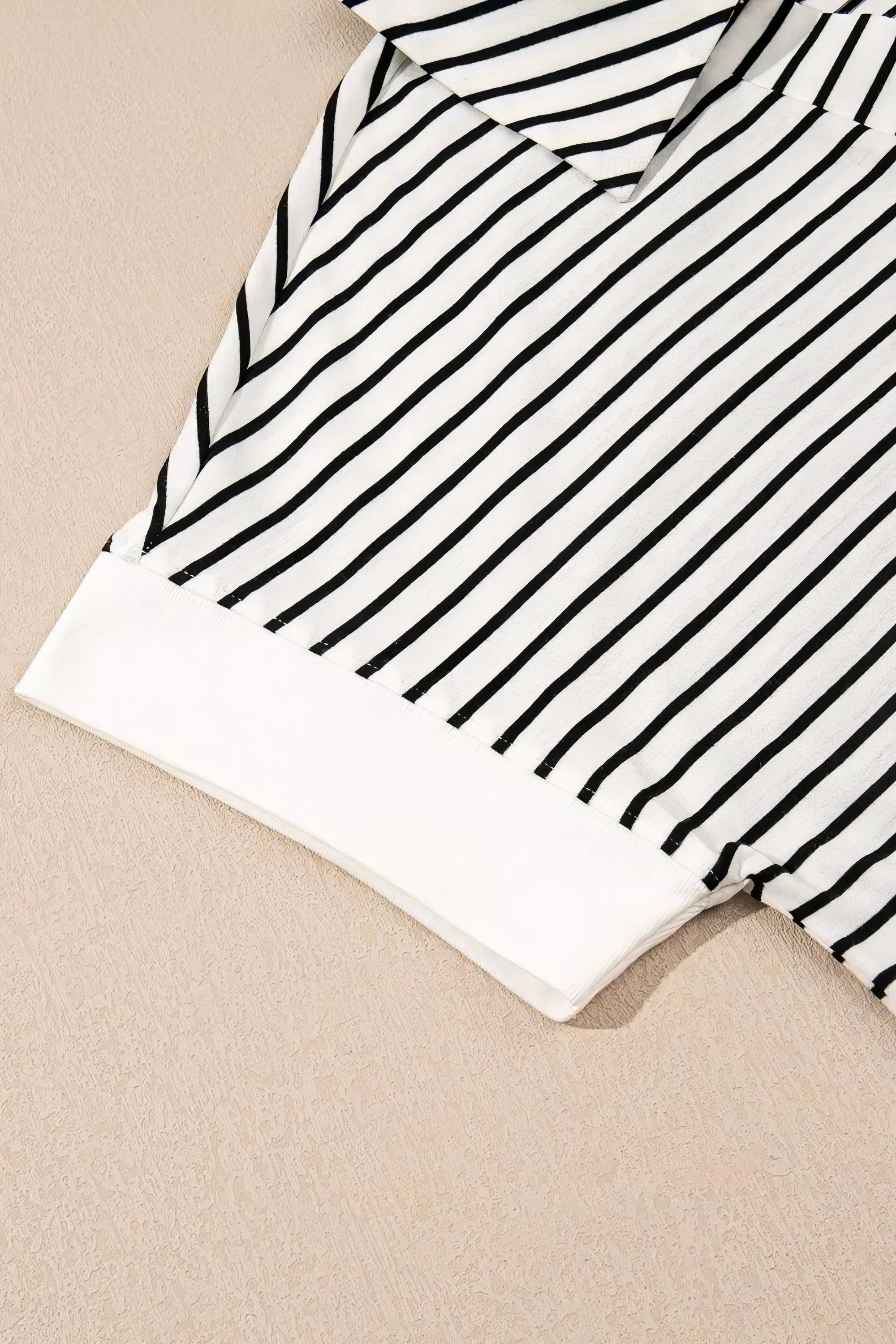 striped v neck tee and casual shorts set, everyday comfort women's outfit, stylish two-piece set, comfortable striped tee, relaxed fit shorts, effortless casual wear