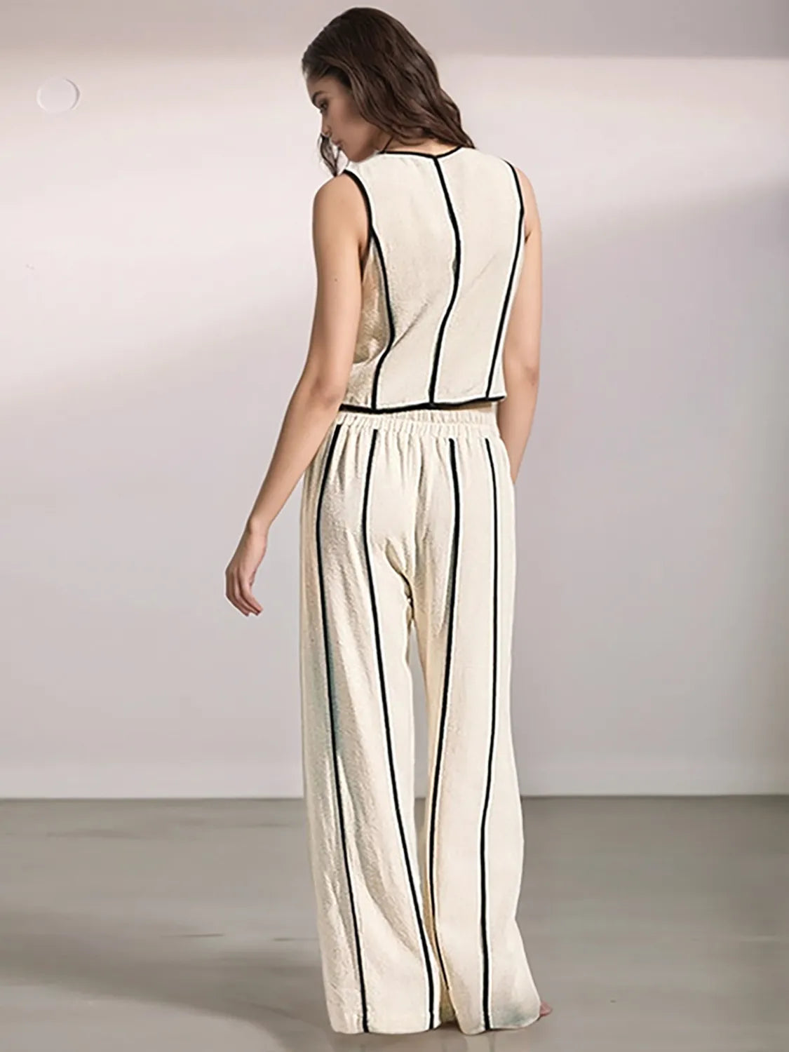 Stripe Vest and Pants Two-Piece Set.