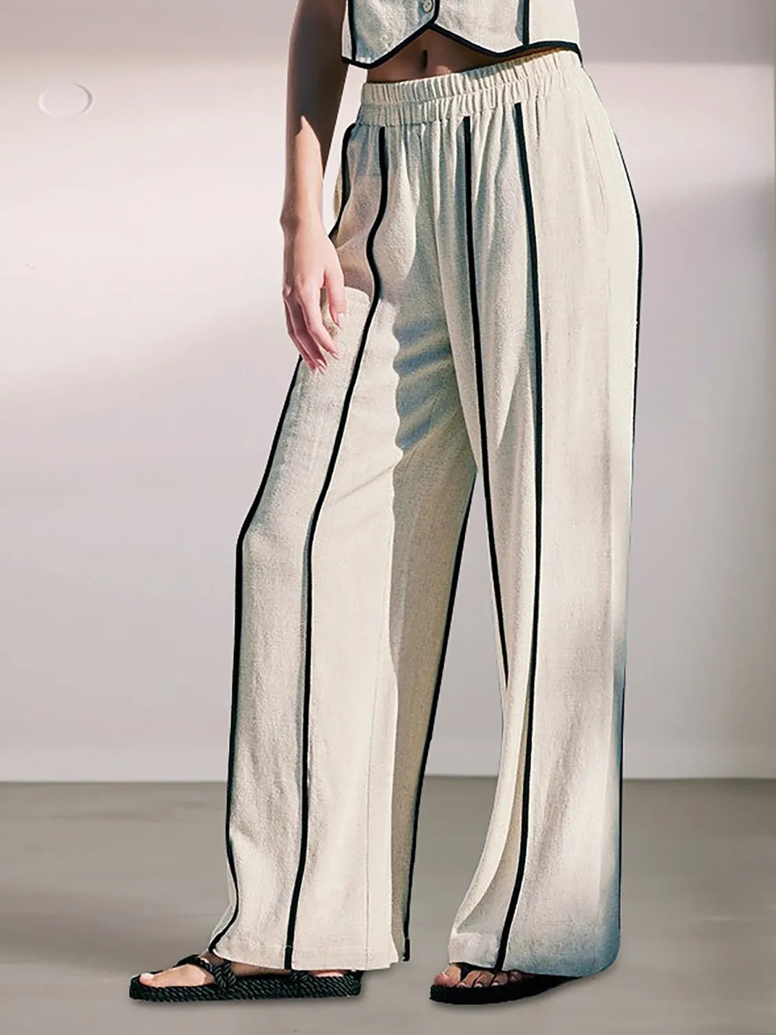 Stripe Vest and Pants Two-Piece Set.