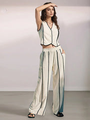 Stripe Vest and Pants Two-Piece Set.
