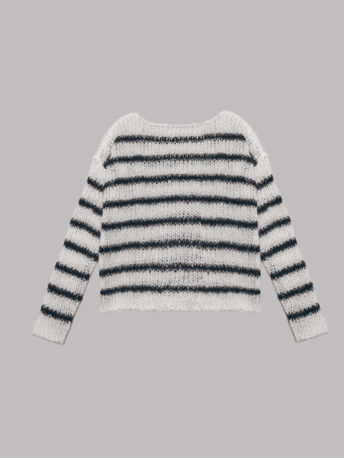 Striped Boat Neck Drop Shoulder Sweater.