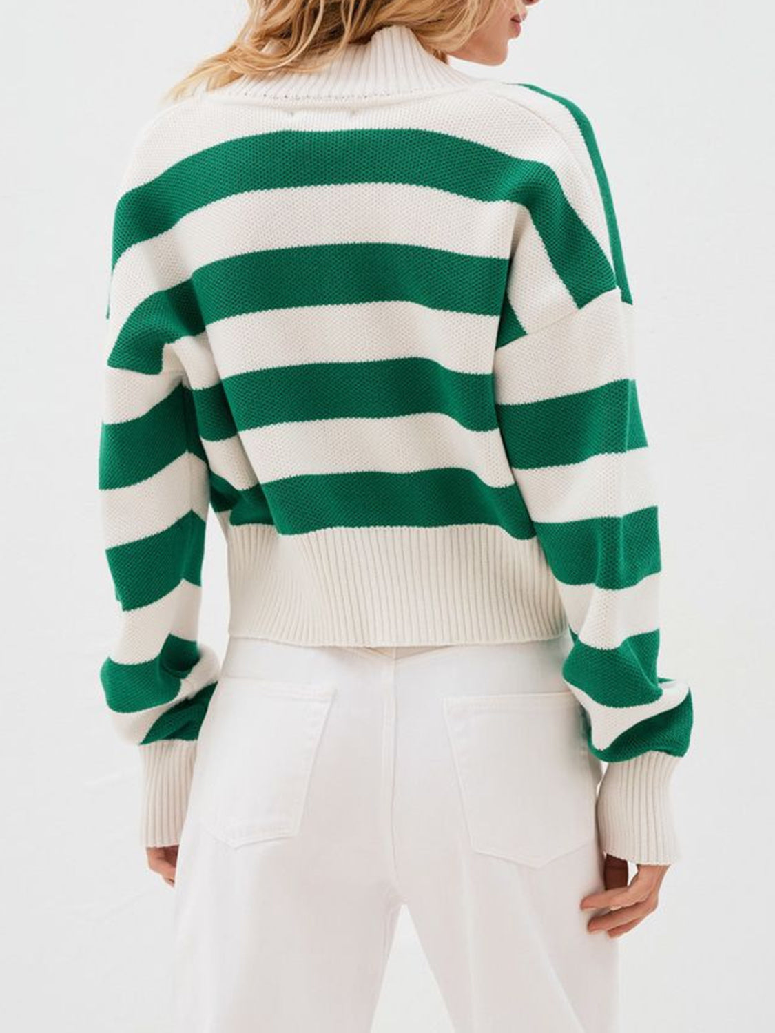Striped button down drop shoulder cardigan.