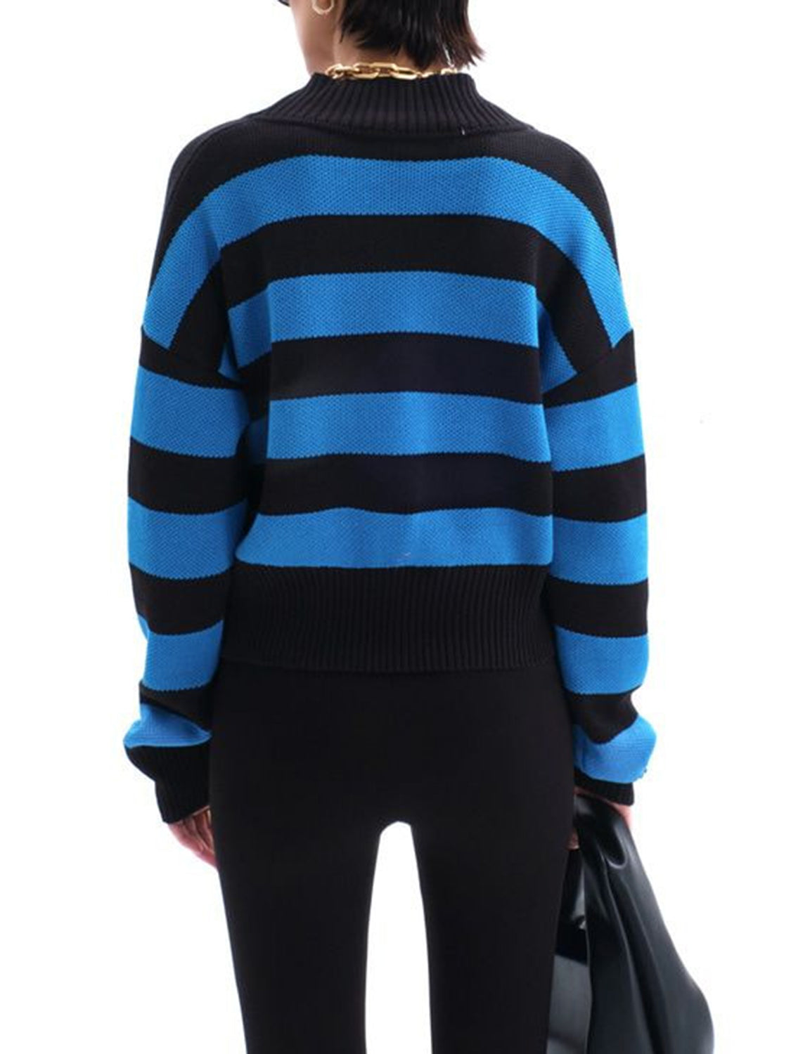 Striped button down drop shoulder cardigan.