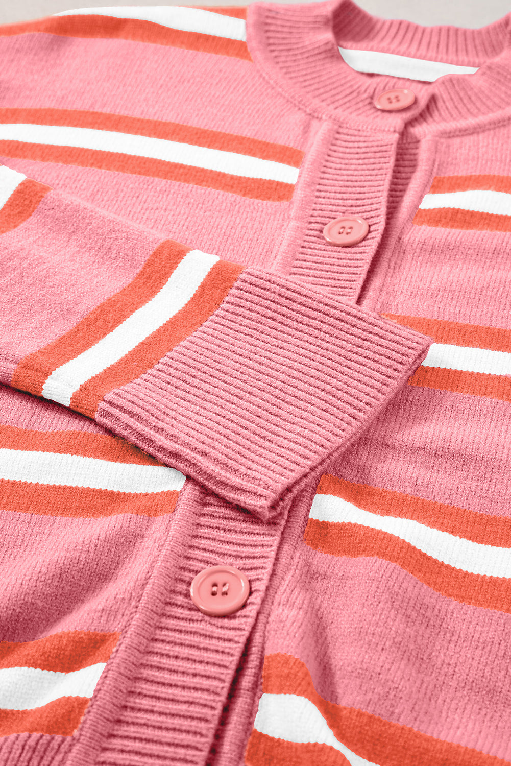 Striped button down long sleeve cardigan.