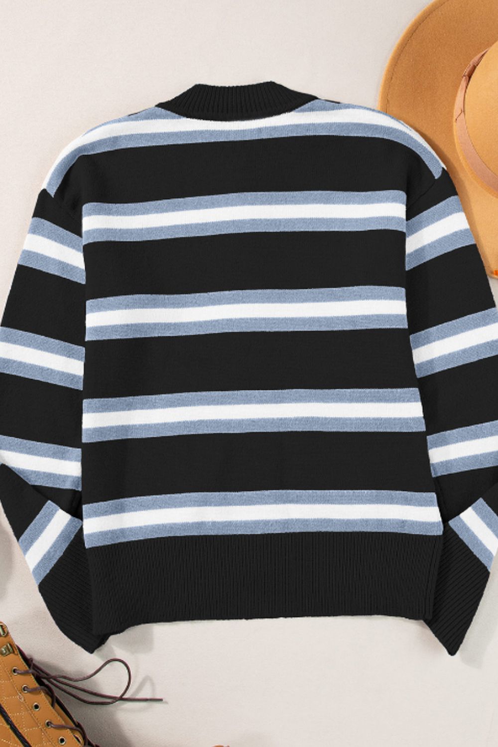 Striped button down long sleeve cardigan.