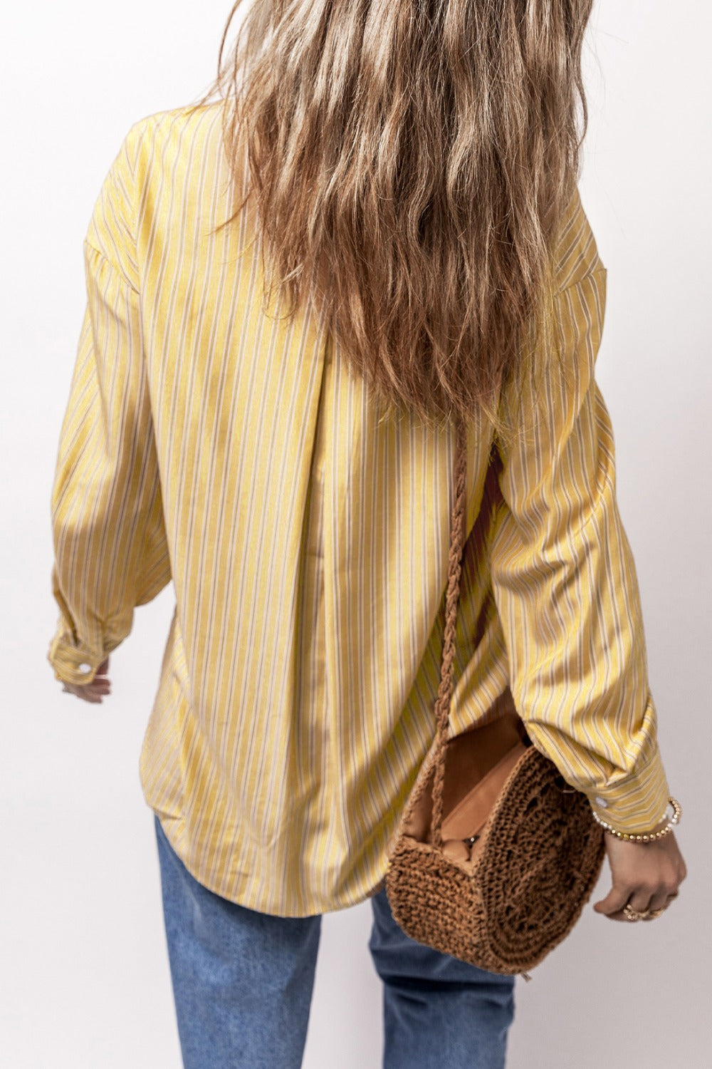 Striped Button Up Long Sleeve Shirt.