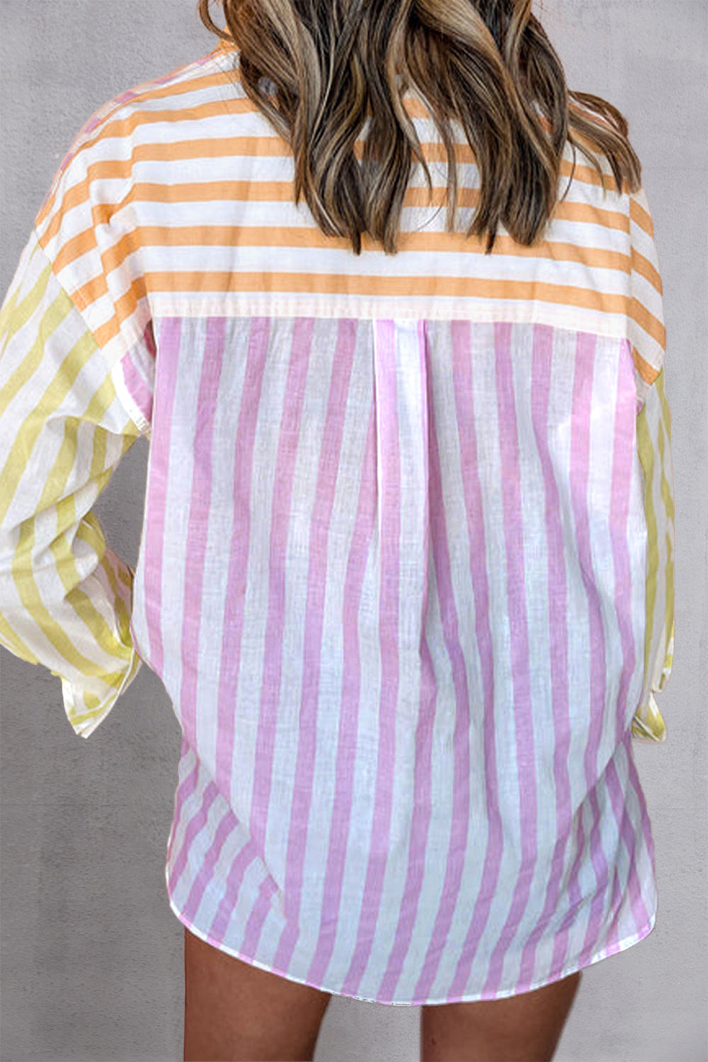 Striped Button Up Long Sleeve Shirt.