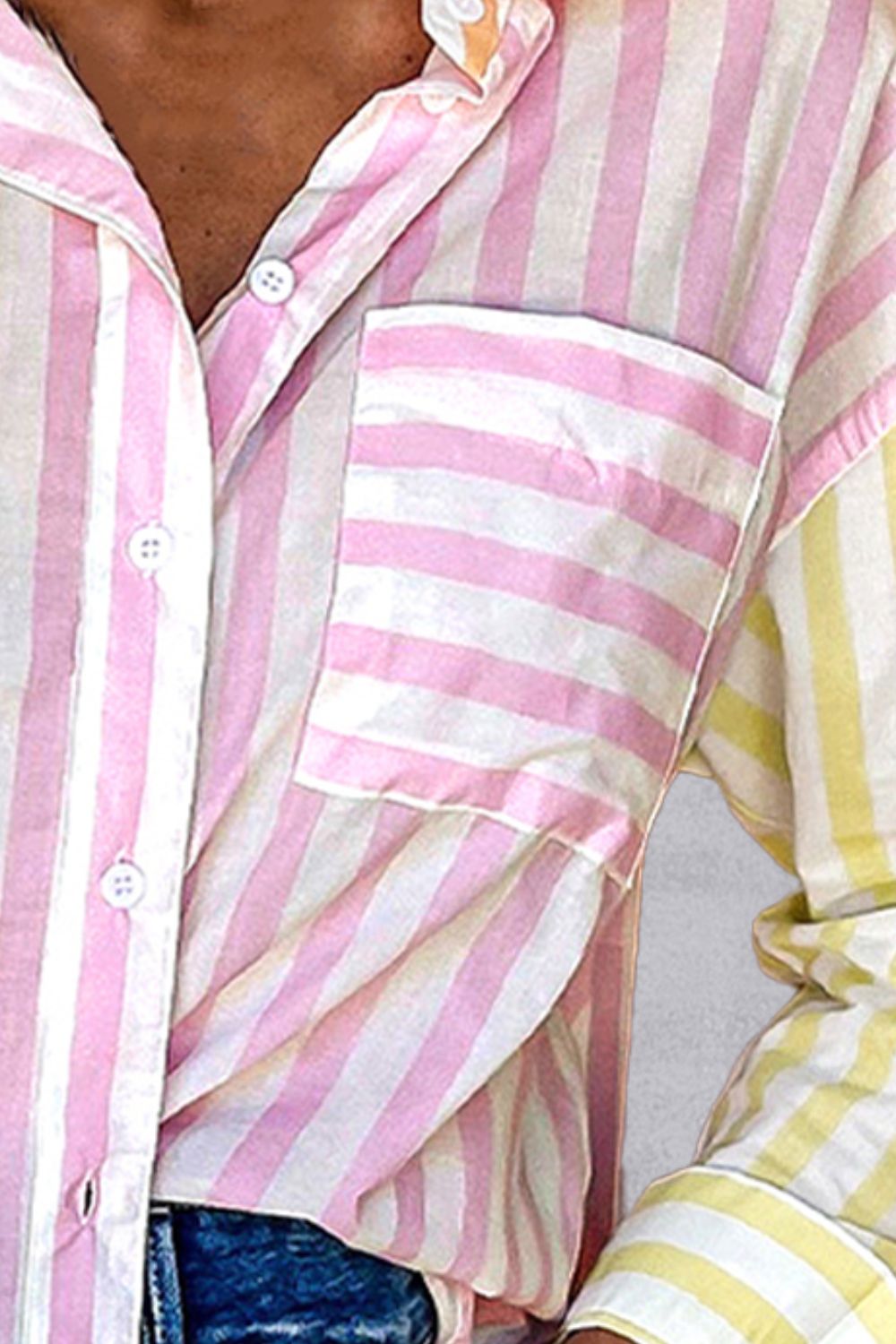 Striped Button Up Long Sleeve Shirt.