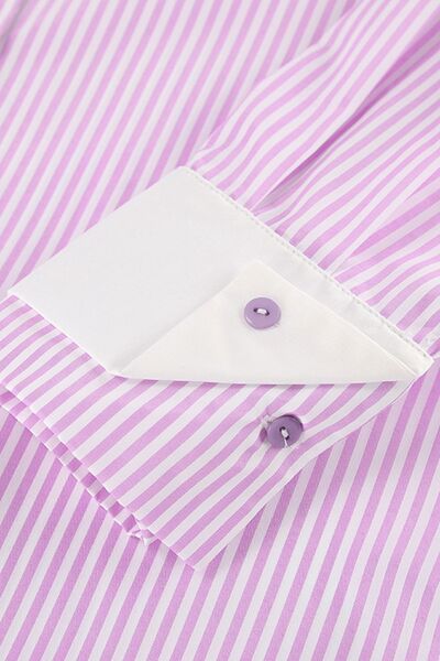 Striped Collared Neck Long Sleeve Shirt.