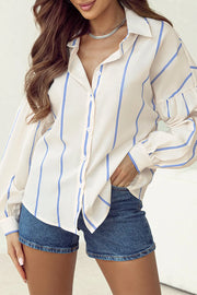 Striped Collared Neck Long Sleeve Shirt.
