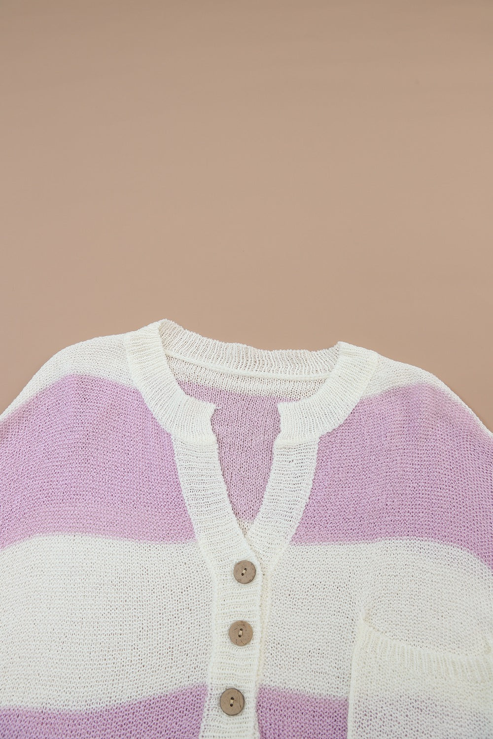 Striped Half Button Ribbed Sweater.