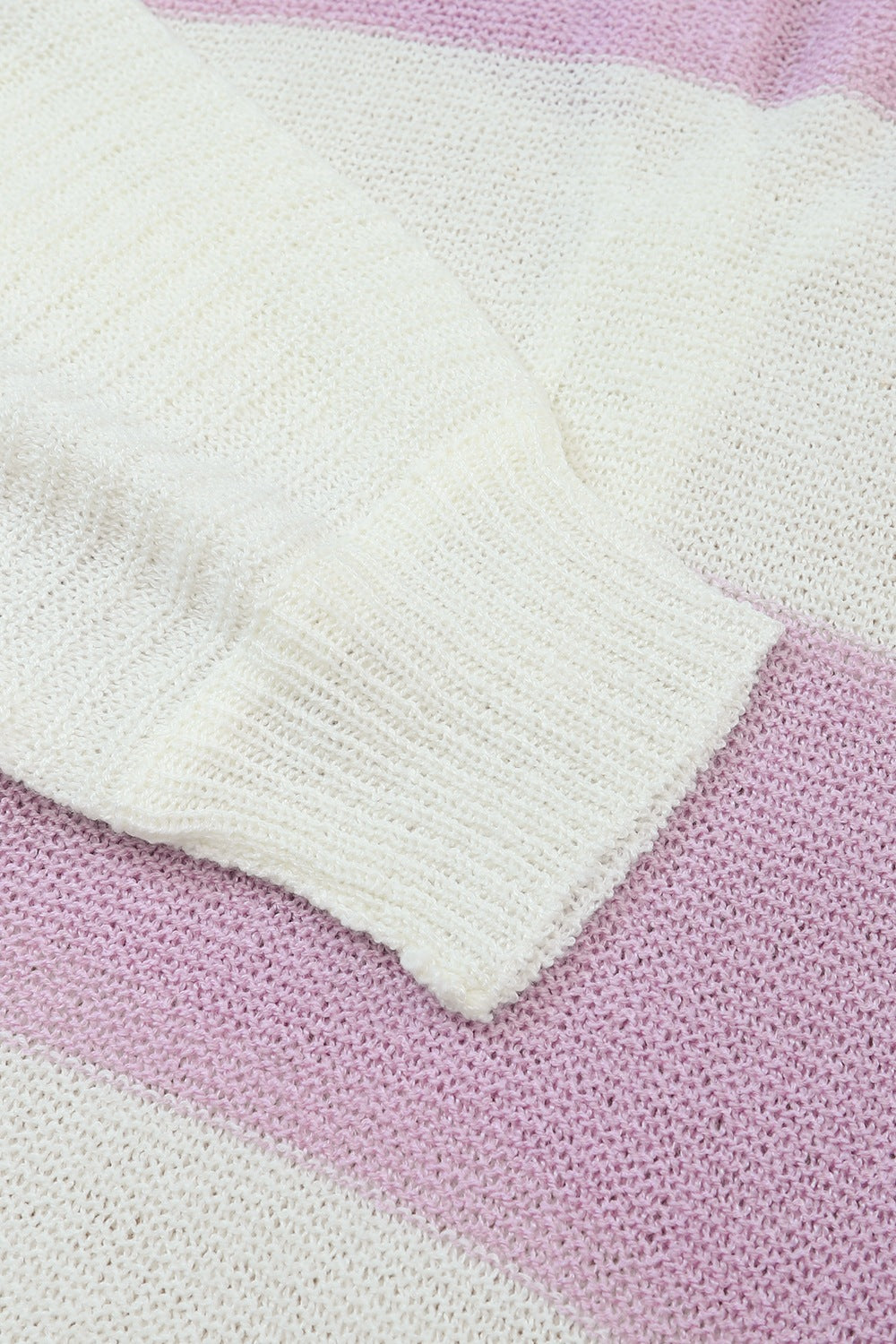 Striped Half Button Ribbed Sweater.