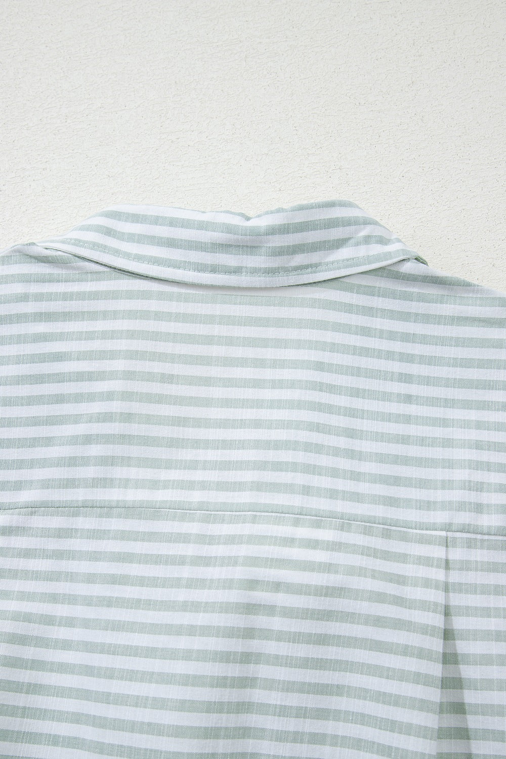Striped Johnny Collar Long Sleeve Mini Shirt Dress.