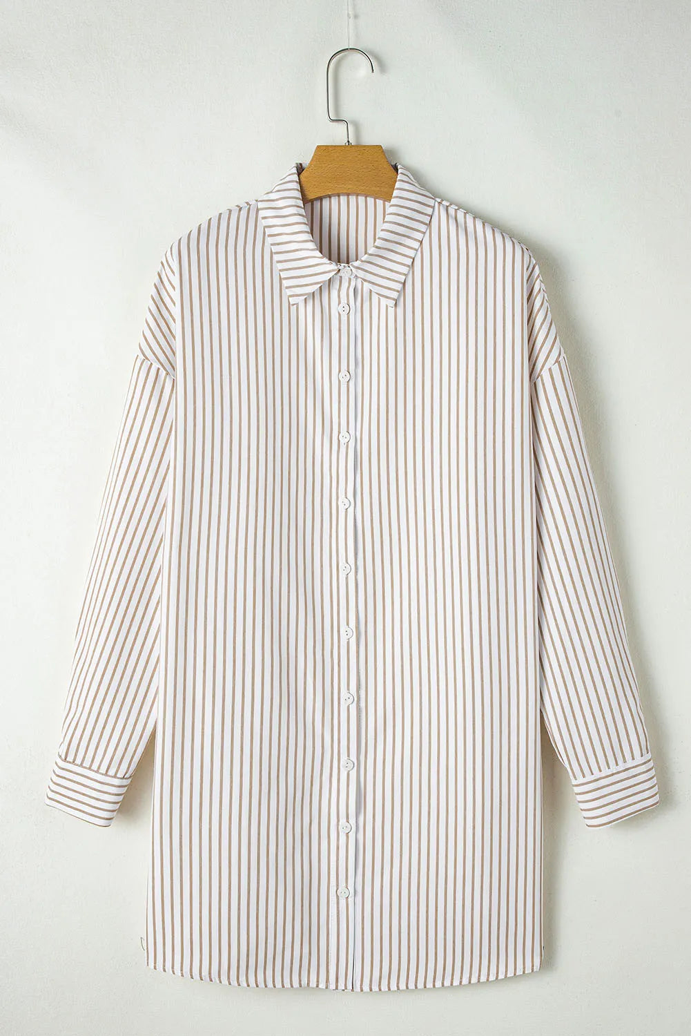 Striped Long Sleeve Mini Shirt Dress.