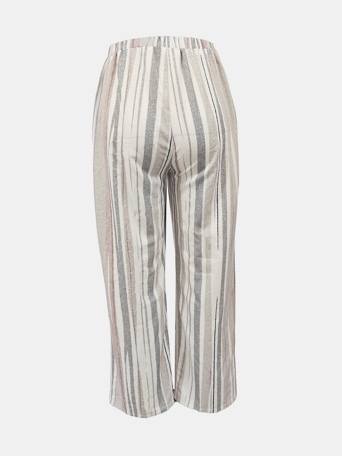 Striped pants with pockets, opaque.