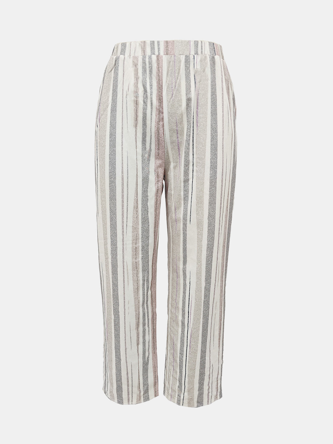Striped pants with pockets, opaque.