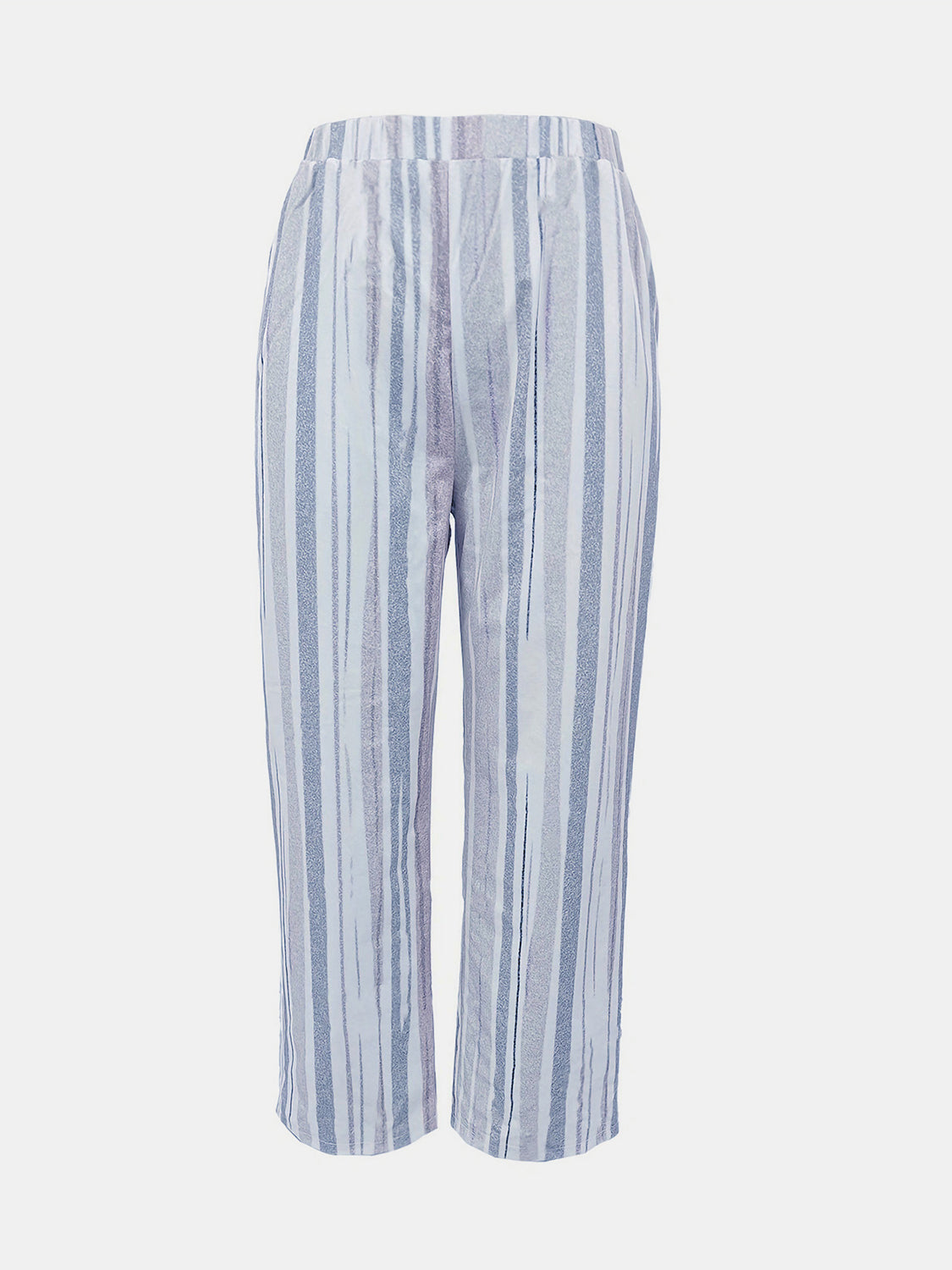 Striped pants with pockets, opaque.