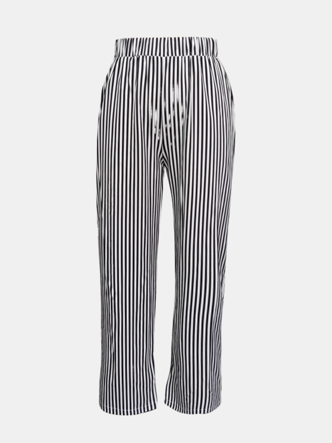 Striped pants with pockets, opaque.
