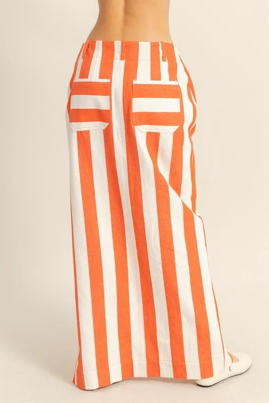 HYFVE Striped Pocket Detail Maxi Skirt.