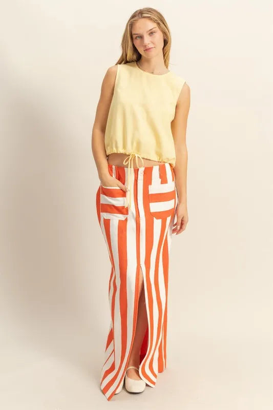 HYFVE Striped Pocket Detail Maxi Skirt.