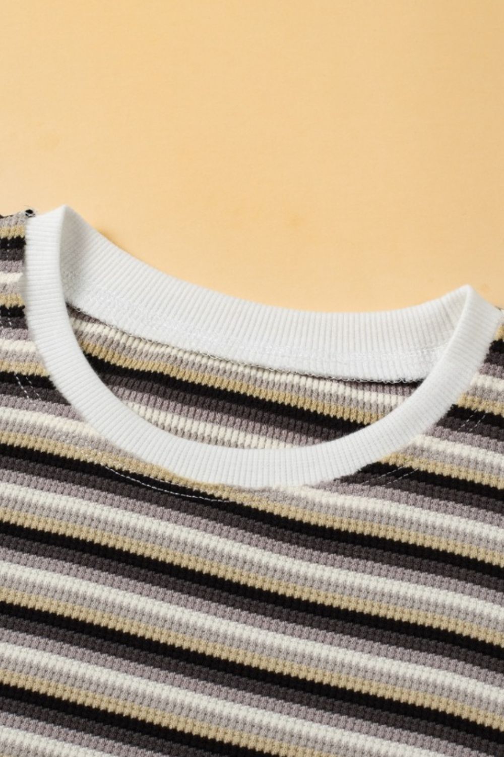 Striped Round Neck Short Sleeve Top and Pants Set.