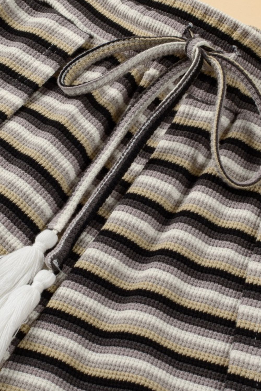Striped Round Neck Short Sleeve Top and Pants Set.