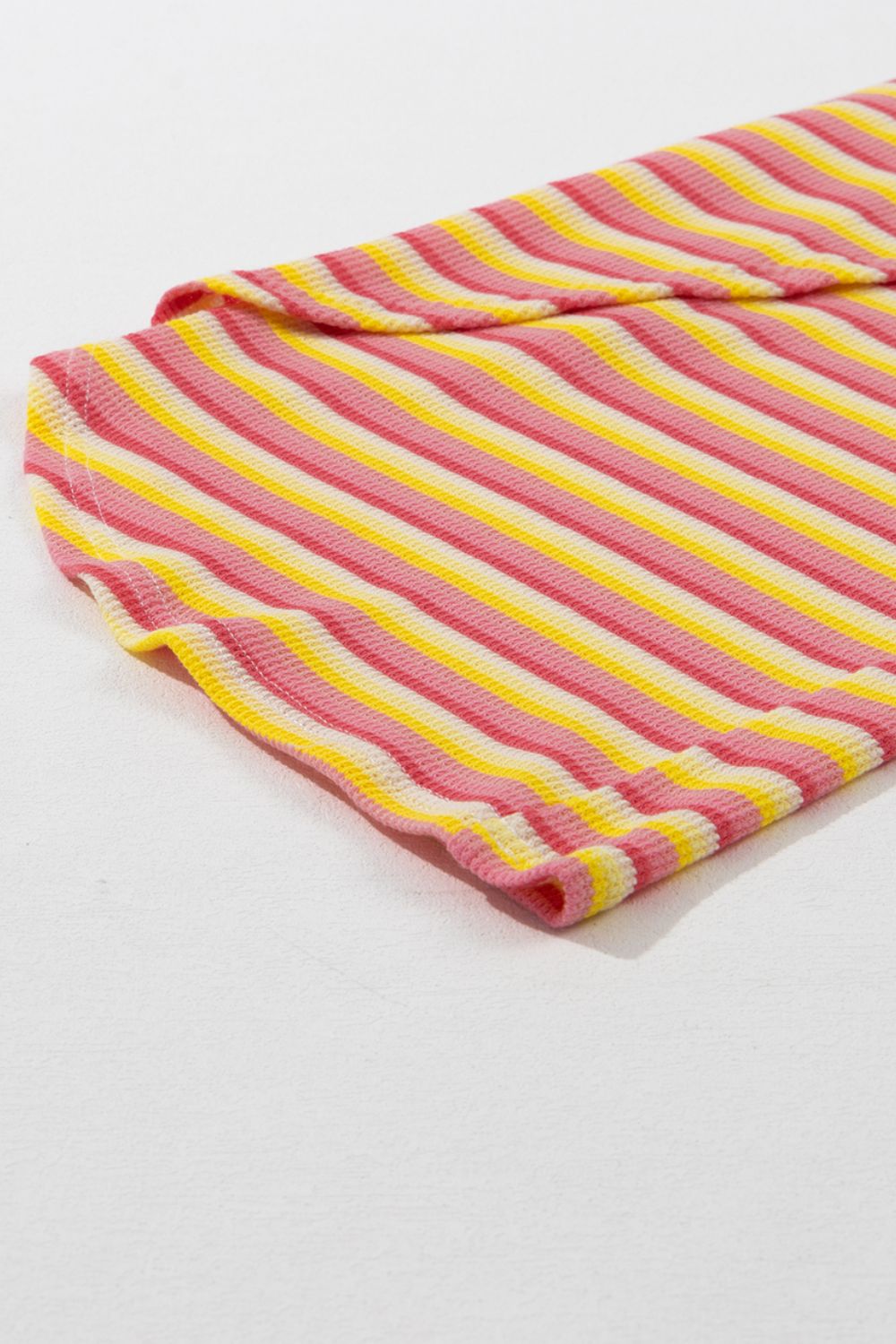 Striped Round Neck Short Sleeve Top and Pants Set.