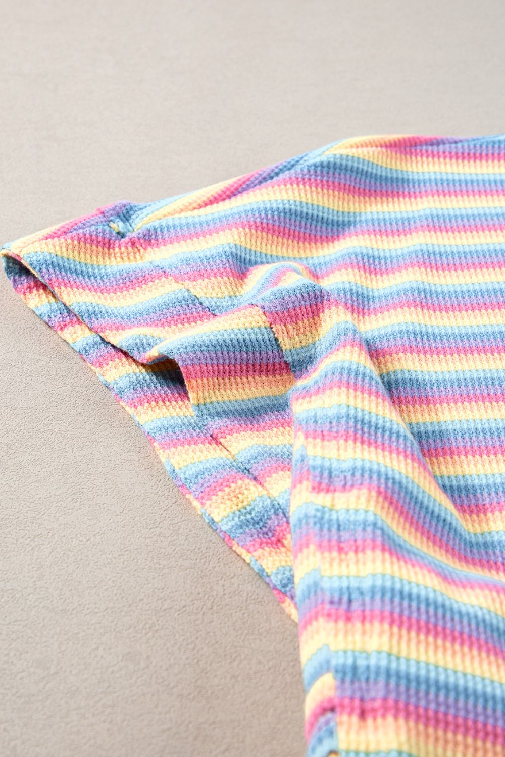 Striped Round Neck Short Sleeve Top and Pants Set.