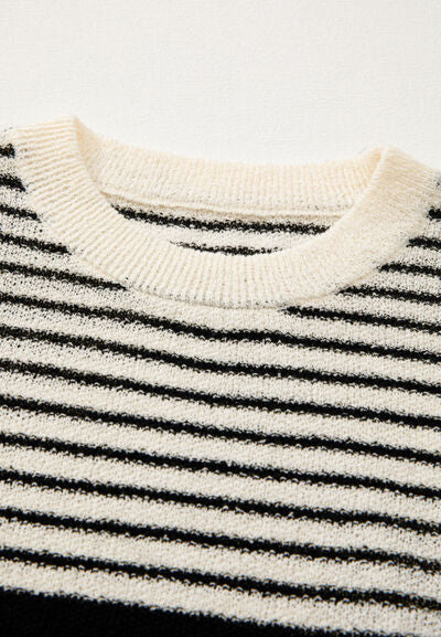Striped Round Neck Sweater Vest.