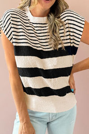 Striped Round Neck Sweater Vest.