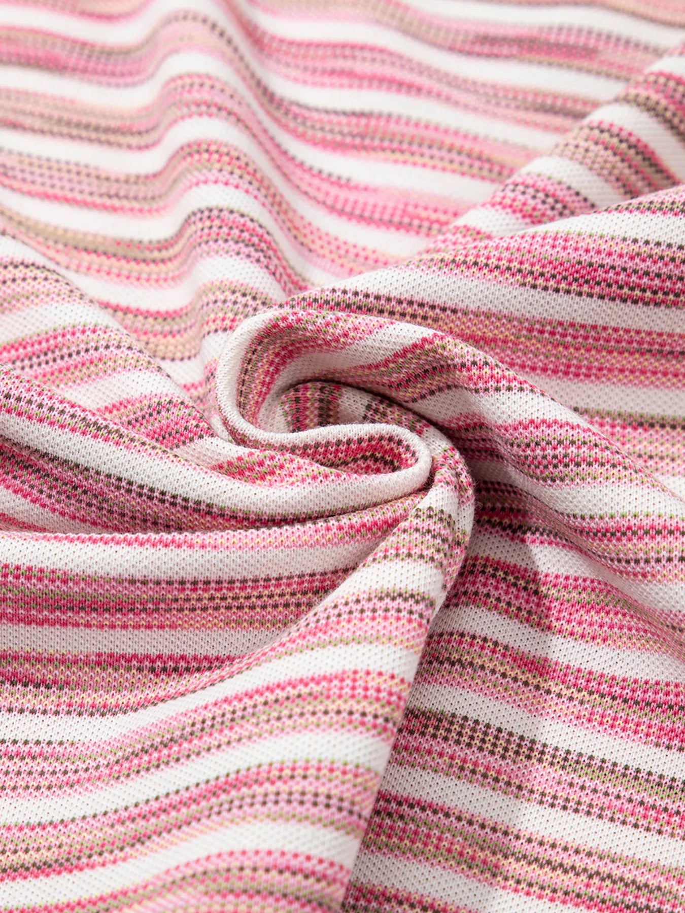 Striped scoop neck tank top, slightly stretchy.