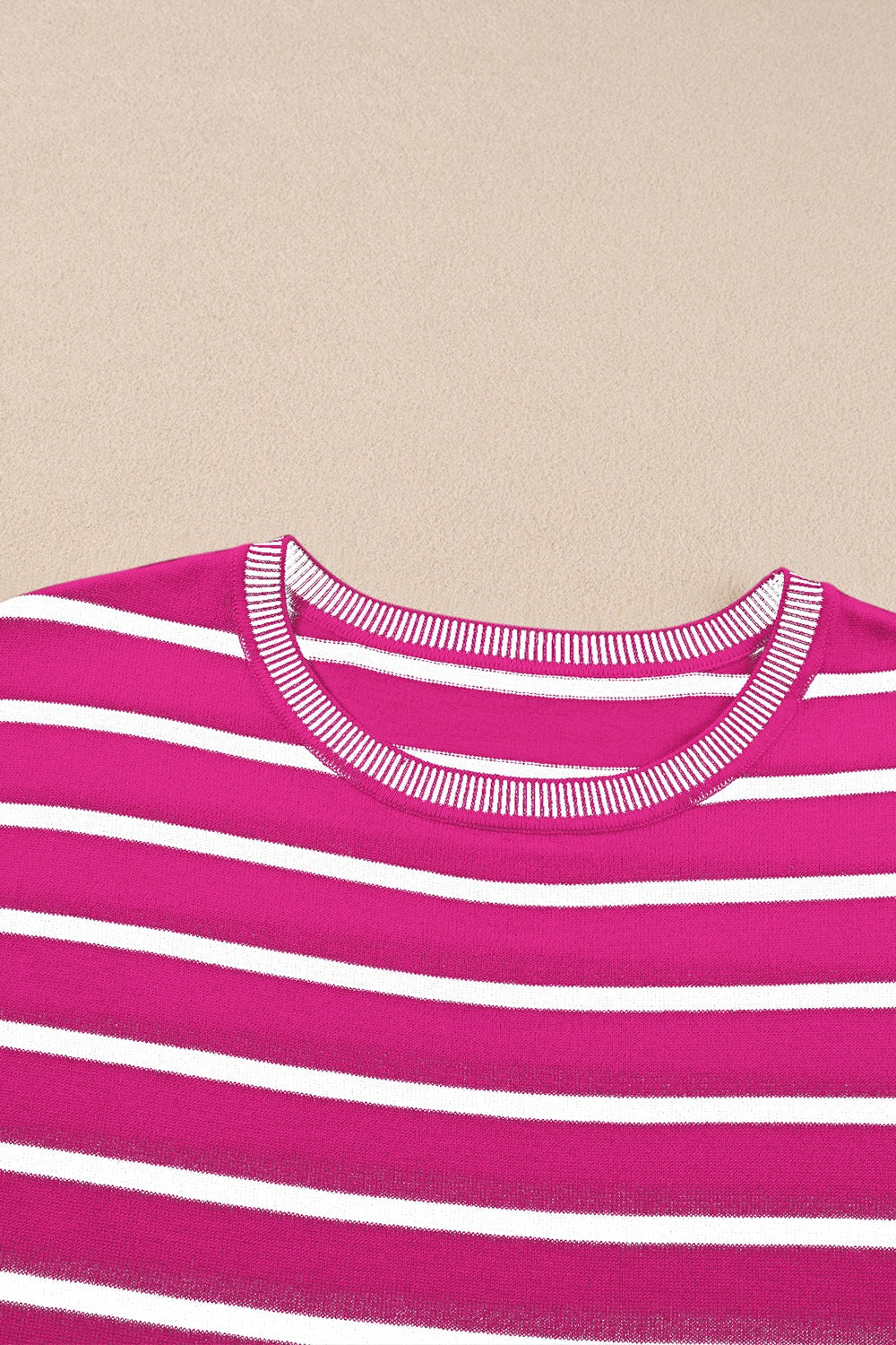 Striped Short Sleeve Knit Top.
