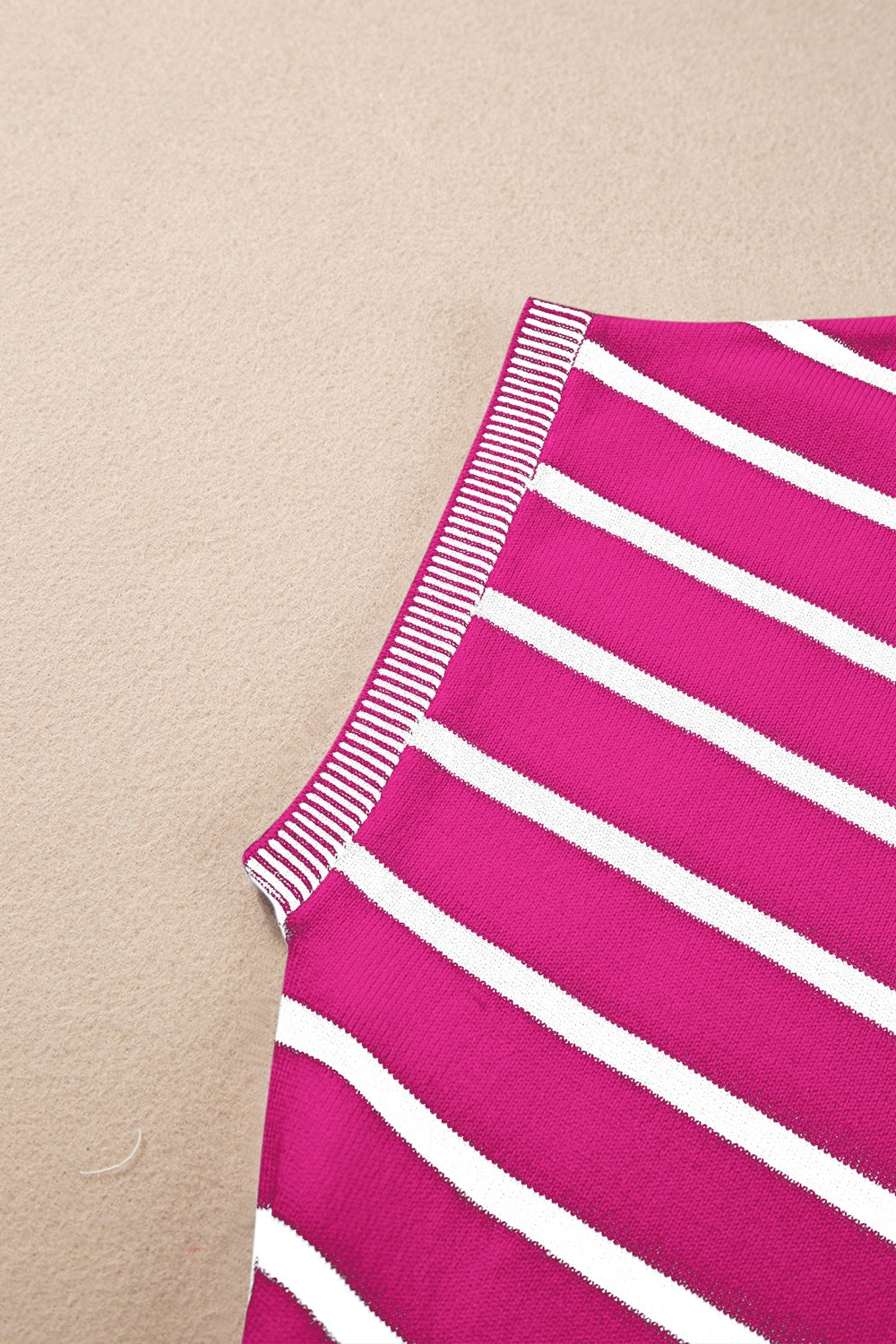 Striped Short Sleeve Knit Top.