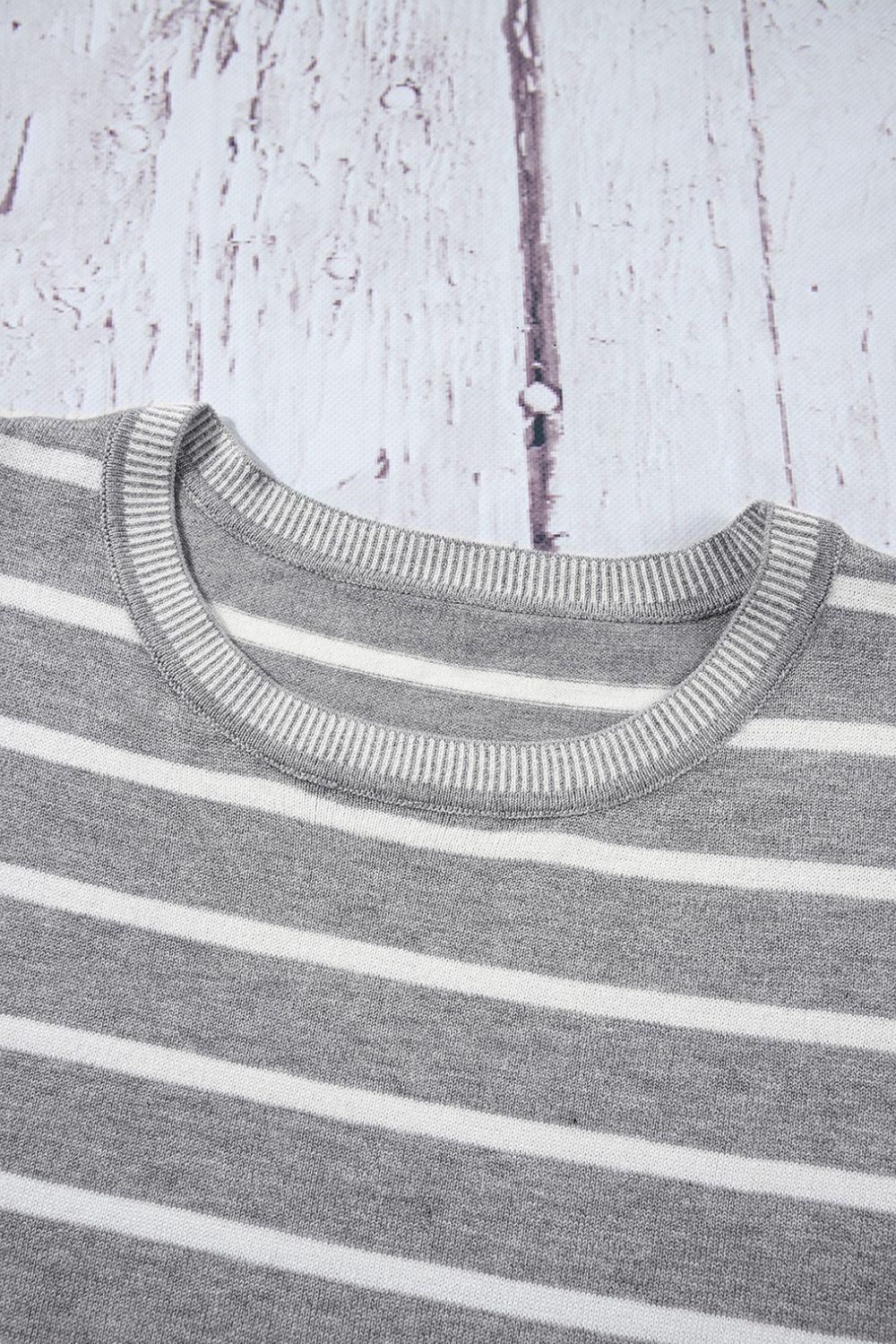 Striped Short Sleeve Knit Top.