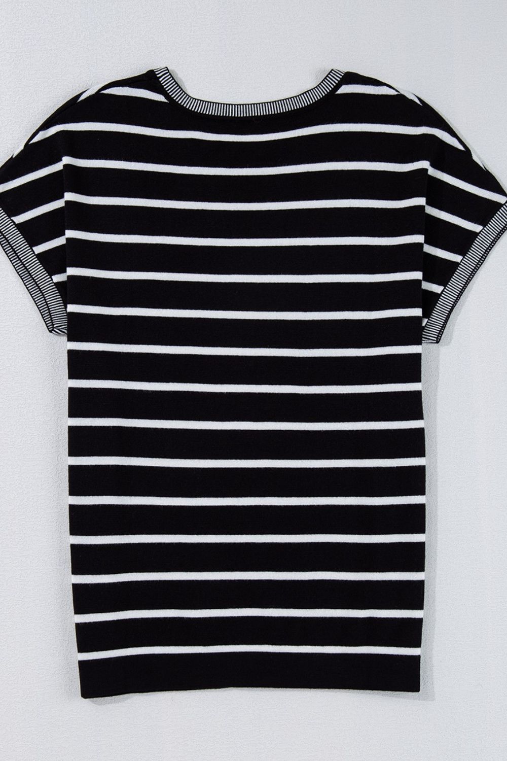 Striped Short Sleeve Knit Top.