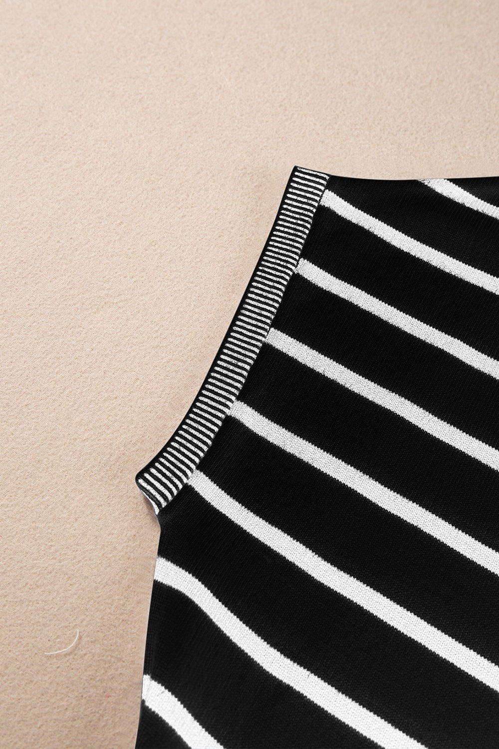 Striped Short Sleeve Knit Top.