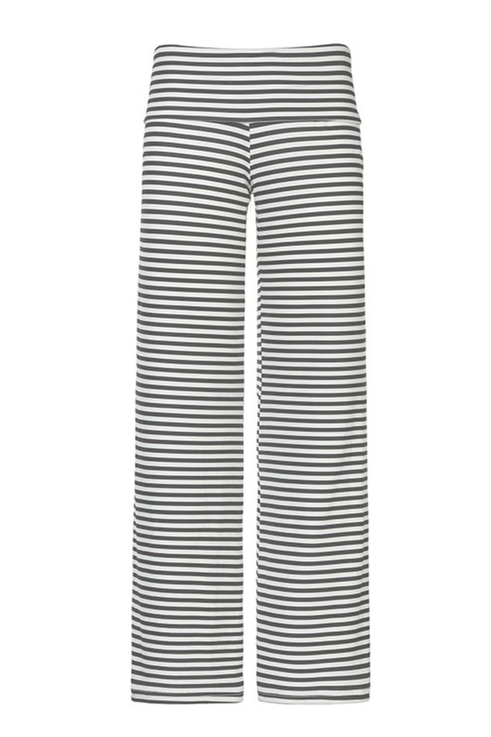 Striped wide leg pants, opaque.